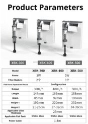 SunSun XBK Water Fall HOB Filter Specification