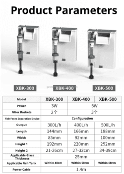 SunSun XBK Water Fall HOB Filter Specification
